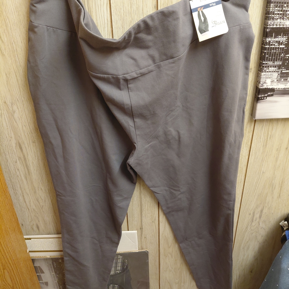 Terra & Sky Leggings Women High Rise 4X (28W-30W) Gray NWT